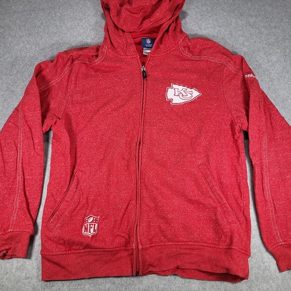 Kansas City Chiefs Reebok OnField Full Zip Hoodie Mens Medium Red Embroidered - Picture 3 of 9